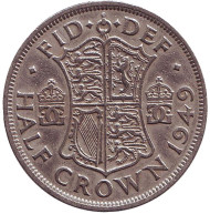 Монета 1/2 кроны. 1949 год, Великобритания. Монета 1/2 кроны. 1949 год, Великобритания.
