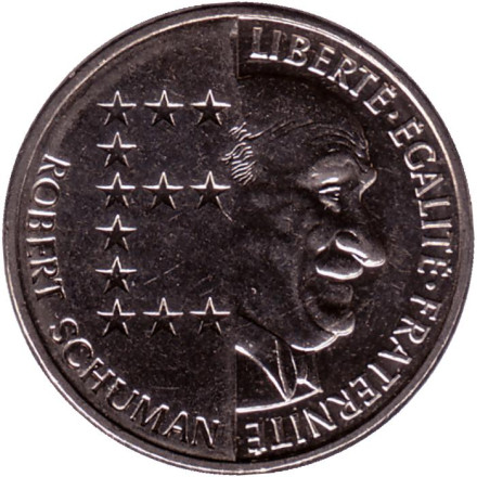 Монета 10 франков. 1986 год, Франция. 100 лет со дня рождения Роберта Шумана.