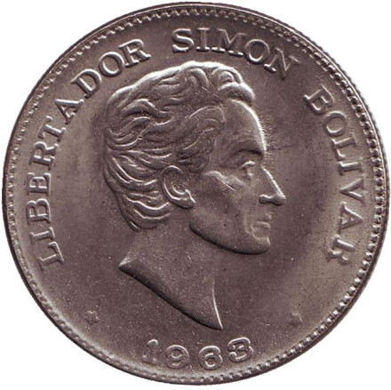 Монета 50 сентаво. 1963 год, Колумбия. Симон Боливар.