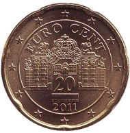 Монета 20 центов. 2011 год, Австрия. Монета 20 центов. 2011 год, Австрия.