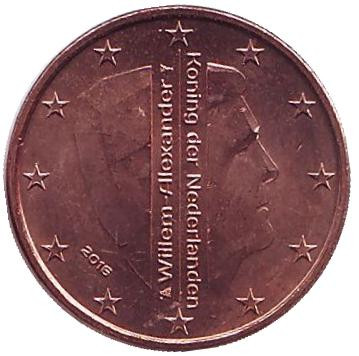 Монета 1 цент. 2016 год, Нидерланды.