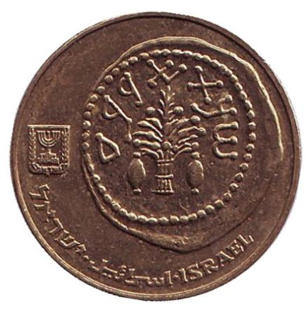 Монета 5 агор. 2006 год, Израиль. Древняя монета.