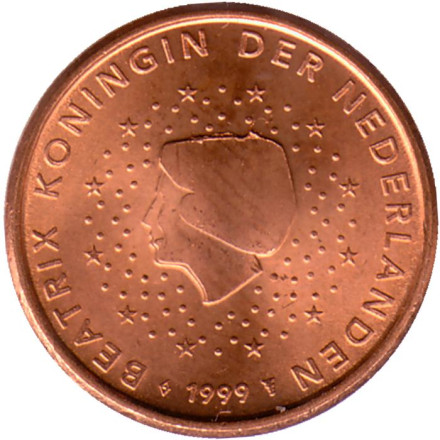 Монета 1 цент. 1999 год, Нидерланды.