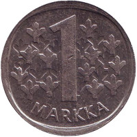 Монета 1 марка. 1992 год, Финляндия.
