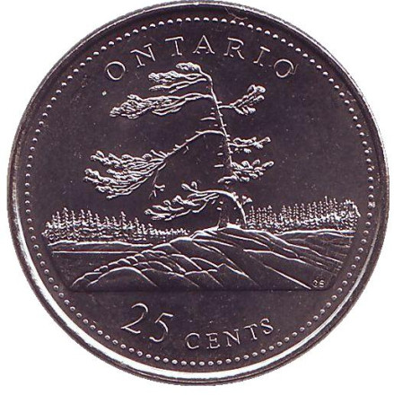 Монета 25 центов. 1992 год, Канада. Онтарио. 125 лет Конфедерации Канады.