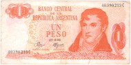 Банкнота 1 песо. Аргентина. 1972 год. P-287(3). Банкнота 1 песо. Аргентина. 1972 год. P-287(3).