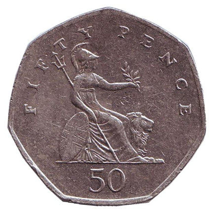 Монета 50 пенсов. 1998 год, Великобритания.
