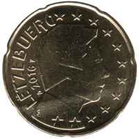 Монета 20 центов. 2016 год, Люксембург.