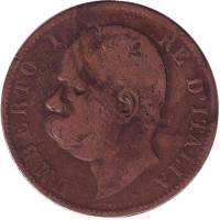 Умберто I. Монета 10 чентезимо. 1894 год, Италия. "R"