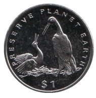 Монета 1 доллар. 1995 год, Либерия. Аисты, серия "Сохраним планету Земля". Монета 1 доллар. 1995 год, Либерия. Аисты, серия "Сохраним планету Земля".