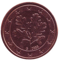 Монета 5 центов. 2003 год (G), Германия.
