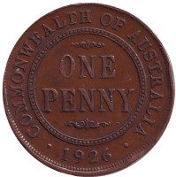Монета 1 пенни. 1926 год, Австралия.