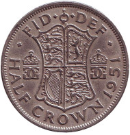 Монета 1/2 кроны. 1951 год, Великобритания. Монета 1/2 кроны. 1951 год, Великобритания.