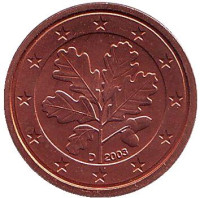 Монета 1 цент. 2003 год (D), Германия.
