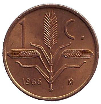 Монета 1 сентаво. 1966 год, Мексика.