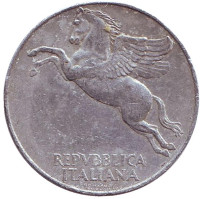 Пегас. Монета 10 лир. 1948 год, Италия.