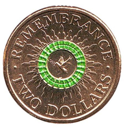 Монета 2 доллара. 2014 год, Австралия. День памяти.