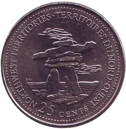 Монета 25 центов. 1992 год, Канада. Северо-Западные территории. 125 лет Конфедерации Канады.
