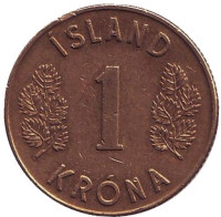 Монета 1 крона. 1973 год, Исландия. Из обращения.