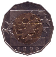 Монета 25 кун. 1999 год, Хорватия. Европейский Союз. Монета 25 кун. 1999 год, Хорватия. Европейский Союз.