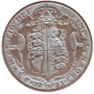 Монета 1/2 кроны. 1923 год, Великобритания. Монета 1/2 кроны. 1923 год, Великобритания.