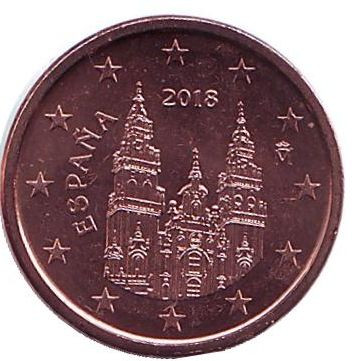 Монета 1 цент. 2018 год, Испания.