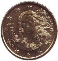 Монета 10 центов, 2014 год, Италия.