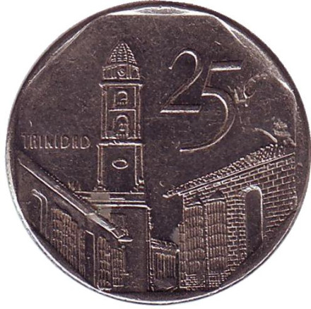 Монета 25 сентаво. 2003 год, Куба. Город-музей Тринидад.