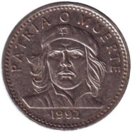 Монета 3 песо. 1992 год, Куба. Че Гевара. Монета 3 песо. 1992 год, Куба. Че Гевара.