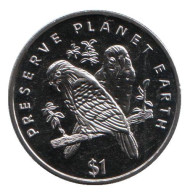 Монета 1 доллар. 1996 год, Либерия. Серые попугаи, серия "Сохраним планету Земля". Монета 1 доллар. 1996 год, Либерия. Серые попугаи, серия "Сохраним планету Земля".