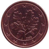 Монета 5 центов. 2003 год (J), Германия.