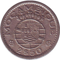 Монета 2,5 эскудо. 1952 год, Мозамбик в составе Португалии.
