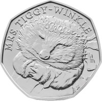Миссис Тигги-Винкл. Ежиха. Монета 50 пенсов. 2016 год, Великобритания.