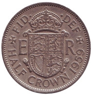 Монета 1/2 кроны. 1959 год, Великобритания. Монета 1/2 кроны. 1959 год, Великобритания.