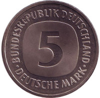 Монета 5 марок. 1978 год (G), ФРГ. UNC.