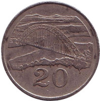 Мост Бэтченоу. Монета 20 центов. 1983 год, Зимбабве.