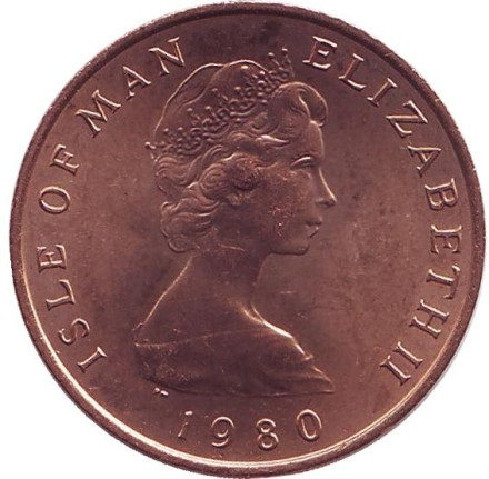 Монета 2 пенса. 1980 год, Остров Мэн. (AA). UNC. Птица. Монета 2 пенса. 1980 год, Остров Мэн. (AA). UNC. Птица.