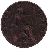 Монета 1/2 пенни. 1907 год, Великобритания. 
