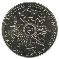 Монета 1 крона, 1980 год, Остров Мэн. XXII летняя олимпиада в Москве. Метание копья. Монета 1 крона, 1980 год, Остров Мэн. XXII летняя олимпиада в Москве. Метание копья.