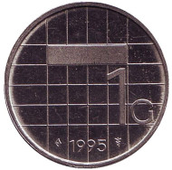 Монета 1 гульден. 1995 год, Нидерланды. Монета 1 гульден. 1995 год, Нидерланды.