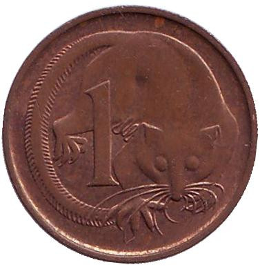 Монета 1 цент, 1984 год, Австралия. Карликовый летучий кускус.