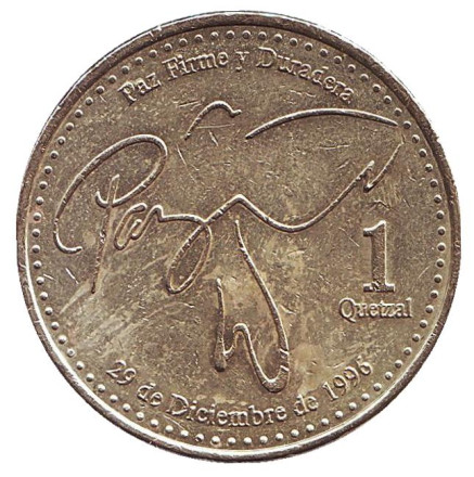Монета 1 кетцаль, 2011 год, Гватемала.