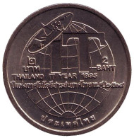 Монета 2 бата. 1995 год, Таиланд. Год информационных технологий в Таиланде. Монета 2 бата. 1995 год, Таиланд. Год информационных технологий в Таиланде.