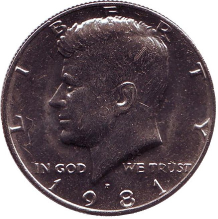 Монета 50 центов. 1981 год (P), США. XF-aUNC. Джон Кеннеди.