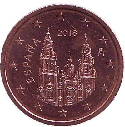 Монета 2 цента. 2018 год, Испания.