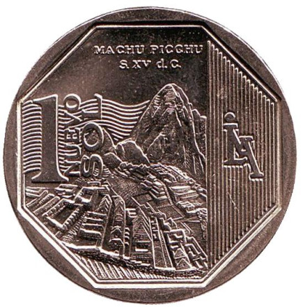 Монета 1 соль, 2011 год, Перу. Мачу-Пикчу.