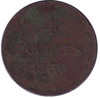 Монета 4 дубля. 1830 год, Гернси.