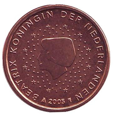 Монета 1 цент. 2005 год, Нидерланды.