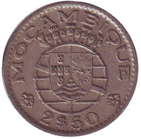 Монета 2,5 эскудо. 1955 год, Мозамбик в составе Португалии.