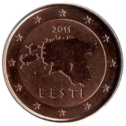 Монета 1 цент, 2011 год, Эстония.